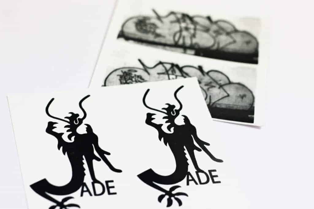 "We made the dragon one for the homie before he passed away. The throw up one was done by his good friend after he left. JADE FOREVER."