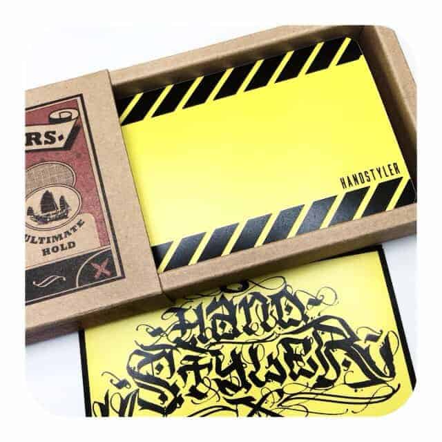 The first limited edition Handstyler blank pack, along with a Handstyler design by Sicoer